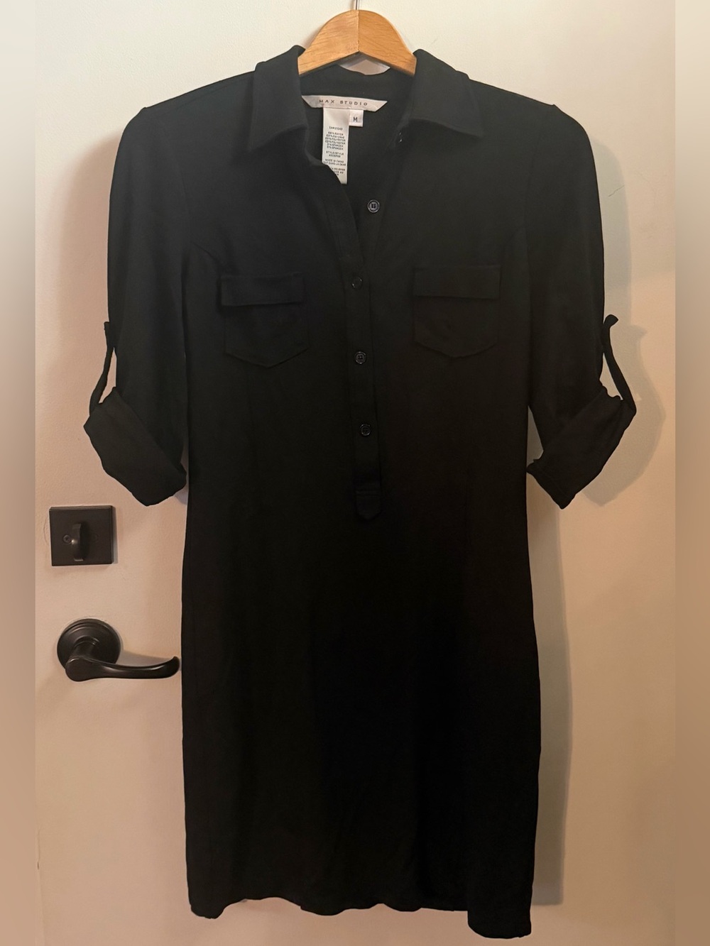 Max Studio 3/4 Sleeve Collared with Button Up and Breast pockets. Thick material